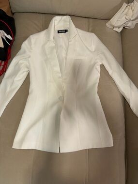 Babyboo Women's Cream Single-Button Blazer